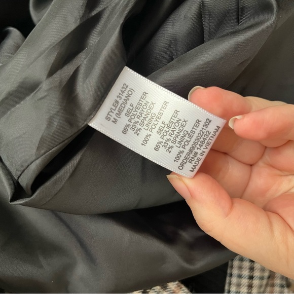 NWT FAB’RIK KENDY PLAID DOUBLE BREASTED BLAZER SIZE MEDIUM BROWN - Picture 11 of 11